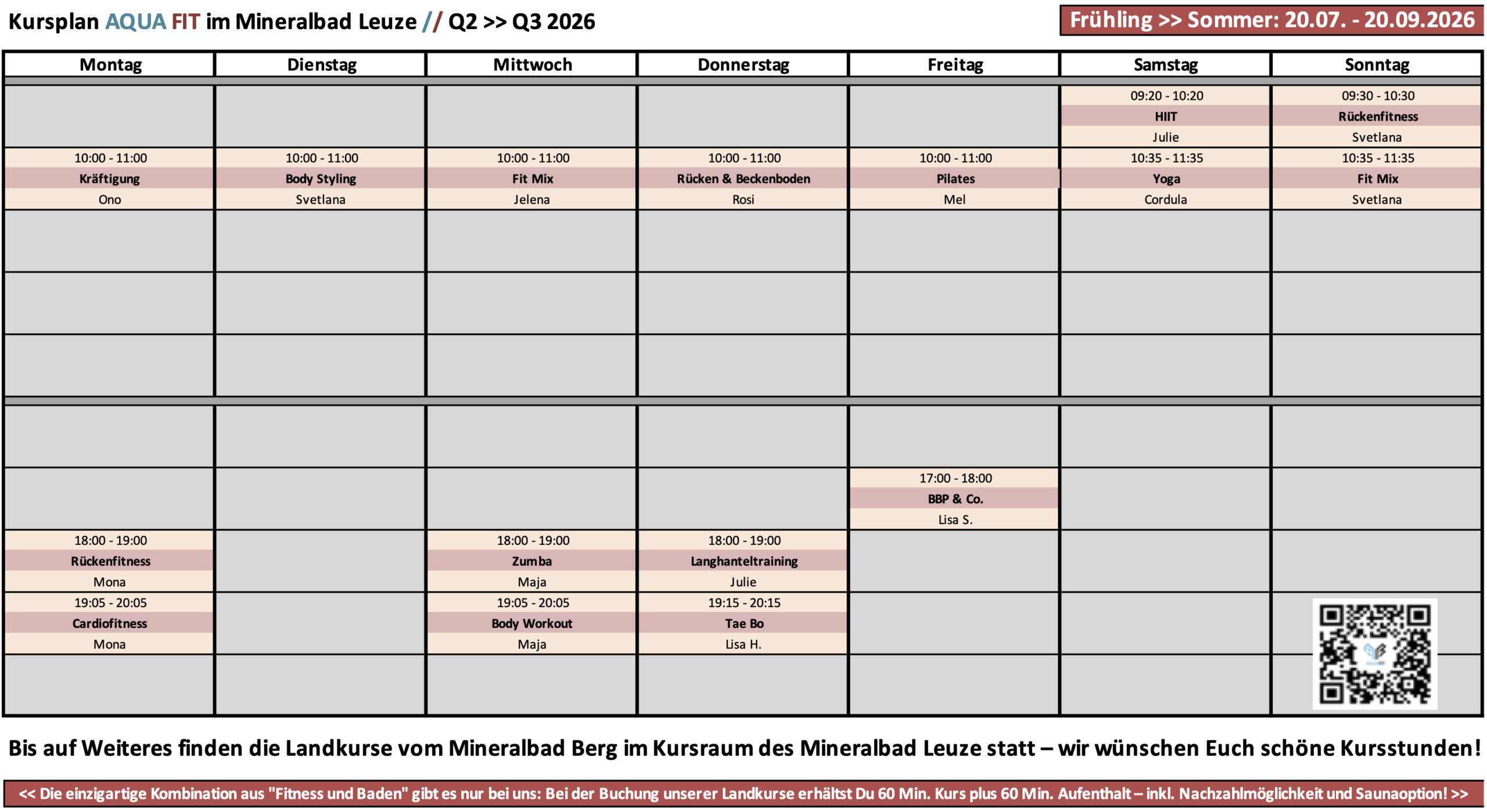 Kurse Sommer 2026 – Mineralbad Leuze – IM KURSRAUM